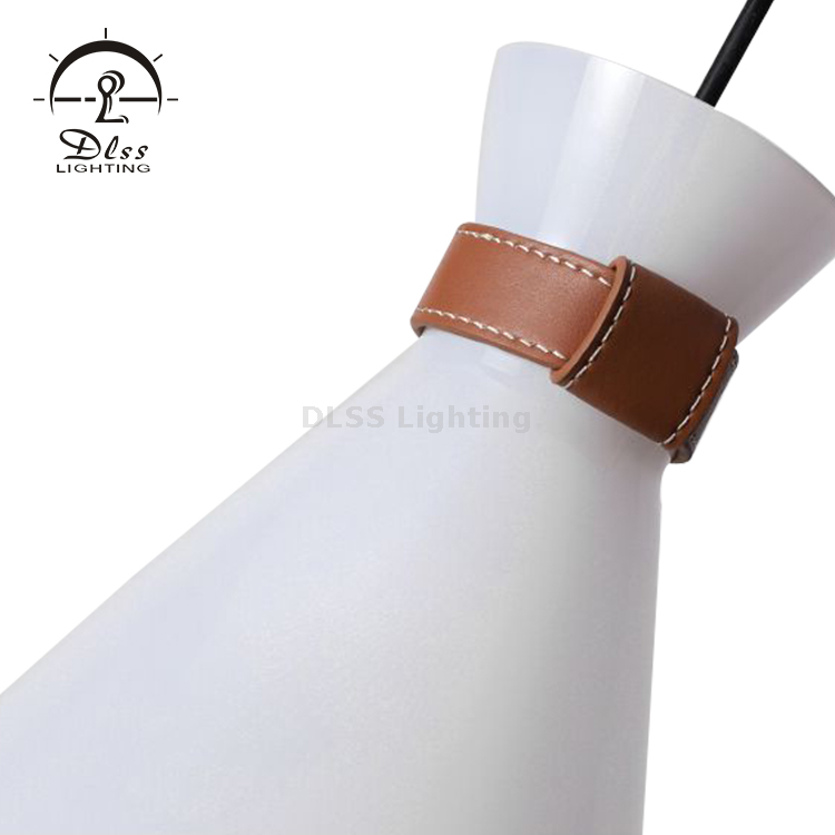 Glass Bag with Leather Loop Modern LED Pendant Lamp Fancy Light Pendant Contemporary Adjustable Hanging Lamp Fixture for Kitchen