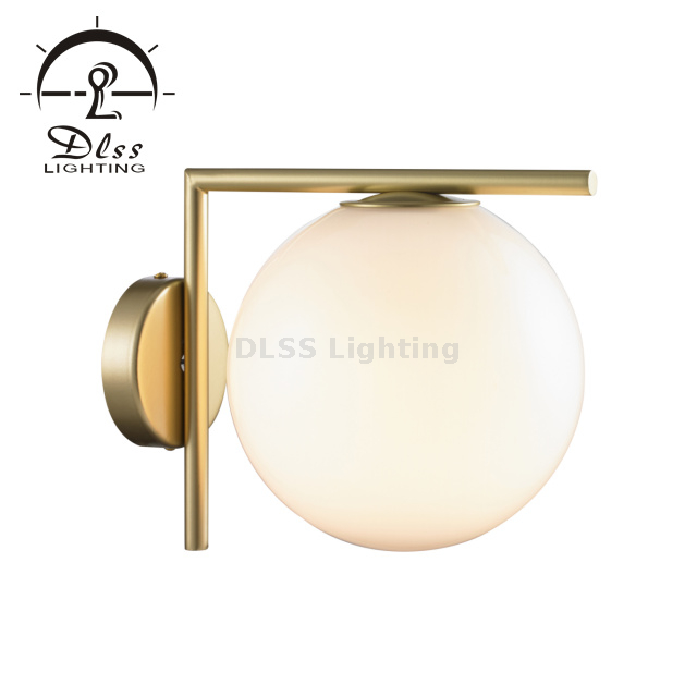 Modern Glass Wall Lamp Gold Wall Mounted Sconces,Mid-Century Bedroom Bedsides Wall Light Home Decoration 