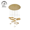 Modern Chandelier High Ceiling Chandelier Foyer Staircase Silver Leaves Ceiling Light Fixture Villa Spiral Pendant Light for Living Room Entryway Round