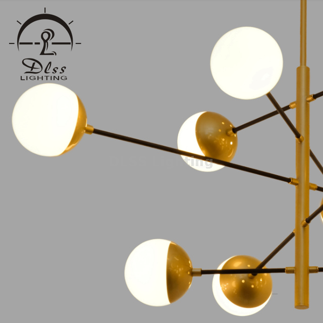 DLSS Sputnik Chandelier for Bedroom, Globe Ceiling Light for Living Room, 10 Lights,G9 LED Bulbs Included, Golden Chandelier