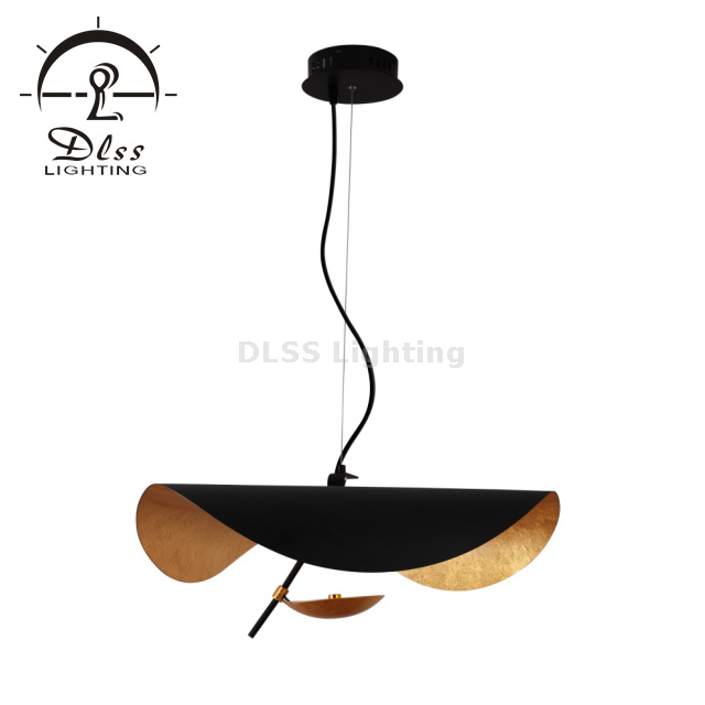 Modern Large Leaf Pendant Light,Creative Art Chandelier Black+Gold Lampshade,Luxury Decorative Pendant Lamp