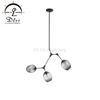 Light Collection Black Metal Smoky Glass Branch Vertical Chandelier